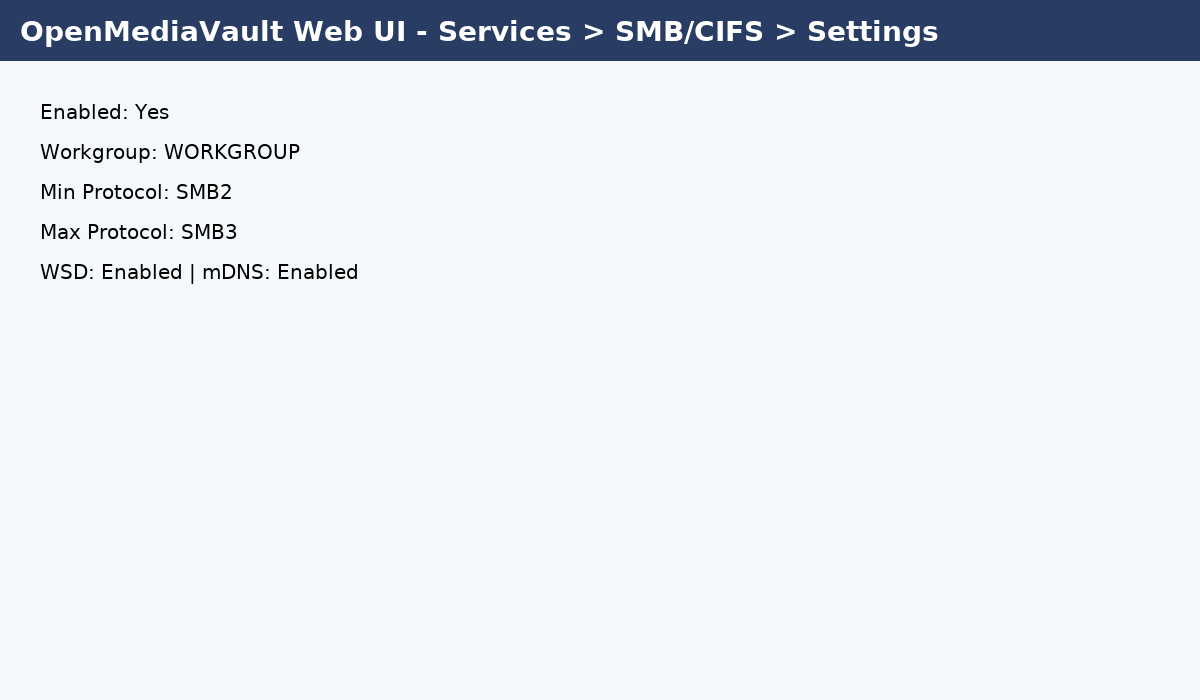 OMV: SMB Settings